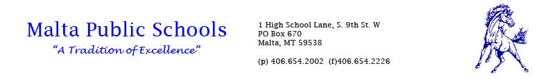 Malta School logo and address