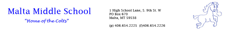 Middle School logo and address